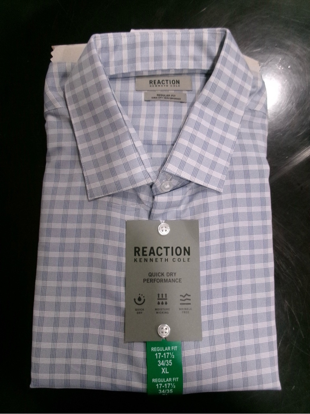 Kenneth Cole Reaction Light Blue Plaid Dress Shirt - Regular Fit